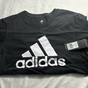 Adidas Men's Black and White Logo Tee